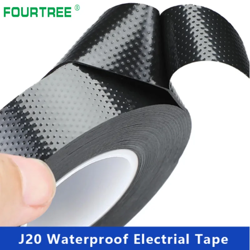 

1 шт., самоклеящаяся резиновая электрическая лента J20 высокого давления, водонепроницаемая изолированная клейкая лента из ПВХ, черные химикаты