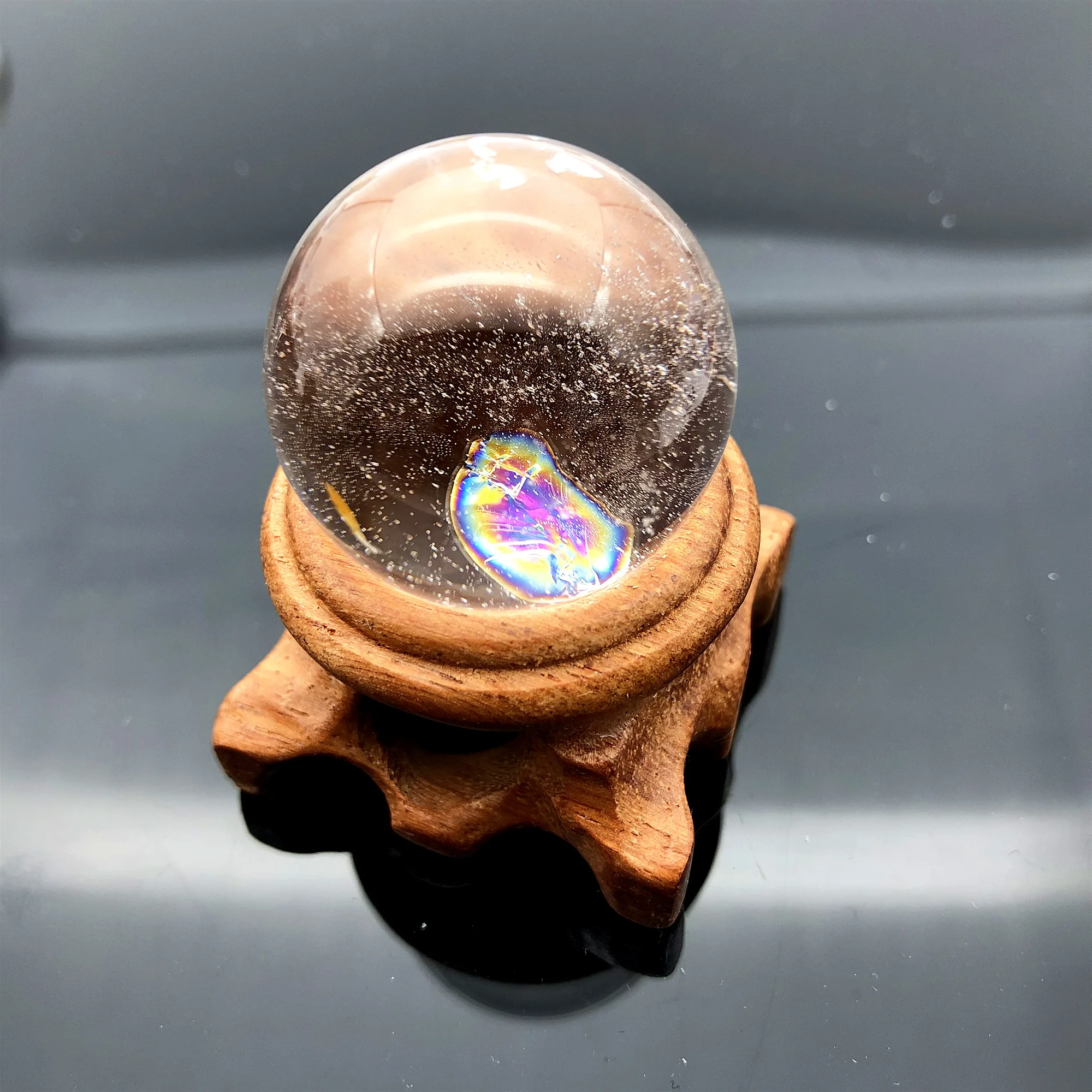 Натуральный Радужный рок Прозрачный кристаллический кварц мяч целебные