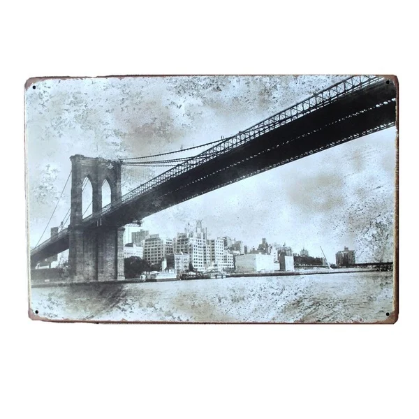 

Vintage Retro Wall Decor Tin Signs Verrazano Narrows Bridge New York Decorative Metal Sign for Home Pub Cafe