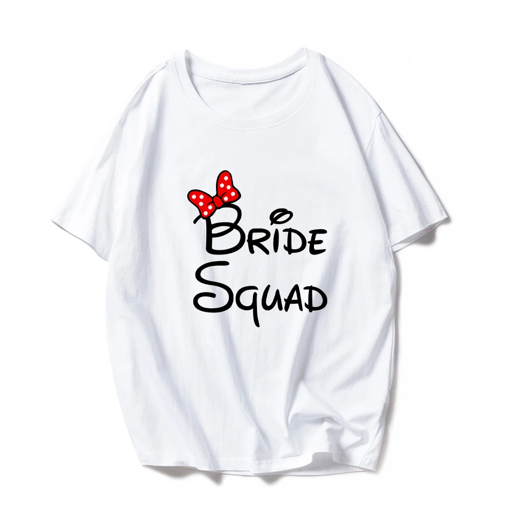 

Disney Bride Squad Streetwear Women T Shirts Pulp Fiction Gothic Top Fashion European Stylish Happy Young Woman Wholesale Tshirt