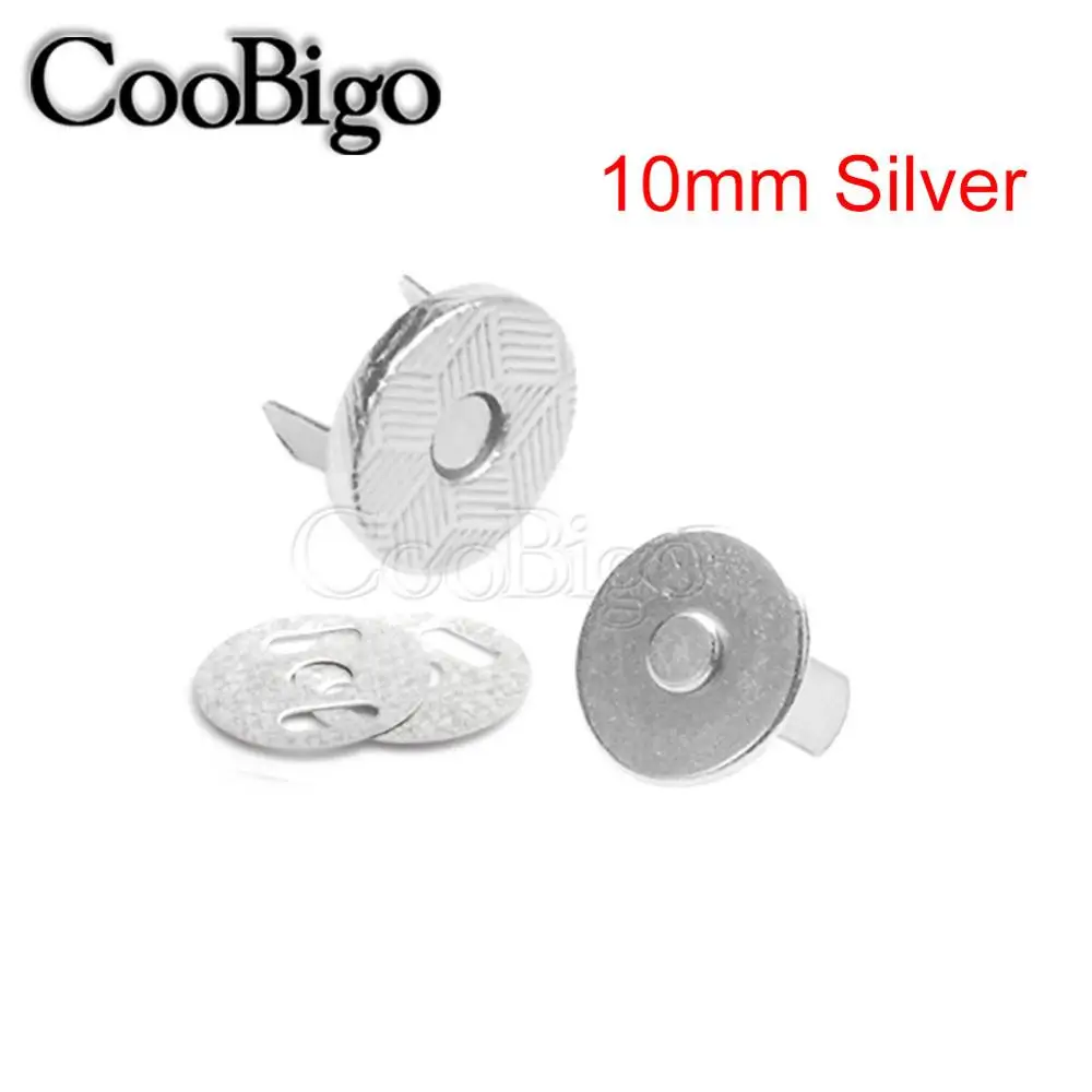 Silver 100 набор металлических магнитных застежек застежки, пуговицы диаметр 10 мм Сумочка Кошелек ремесленные сумки Швейные Кожаные детали аксессуары - Цвет: Silver
