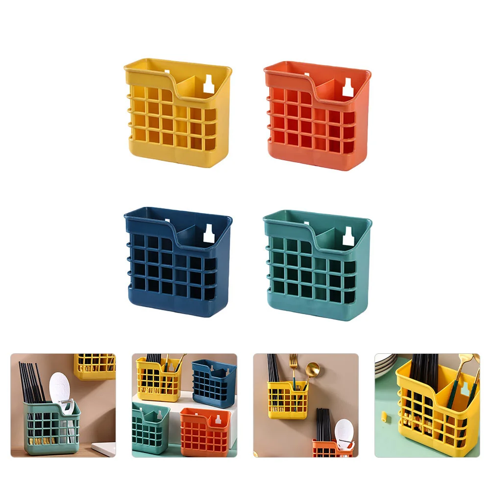 

4pcs Practical Chopstick Racks Wall-mounted Chopstick Storage Baskets (Assorted Color)
