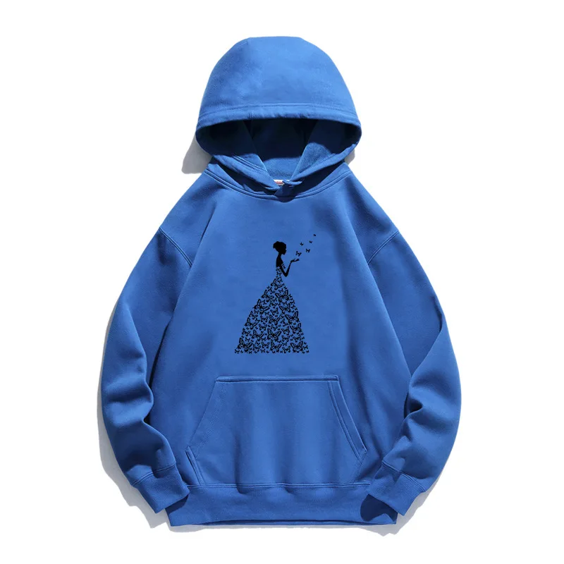 

Women Hoodie Butterfly Girl Printed Hoodies Women Fleece Long Sleeve Loose Sweatshirt with Hat Girls Pullovers Winter