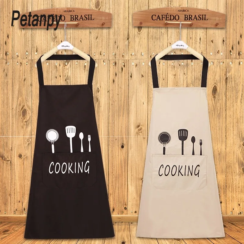 Lady Water Oil Proof Apron Home Kitchen Chef Aprons Restaurant Cooking Baking Dress Fashion Apron With Pockets new cotton aprons фартук canvas pockets baking chefs kitchen cooking apron фартук кухонный chefs with hat household merchandises