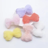 12pcs 5535mm soft plush furry bow tie applique for diy headdress hair clips decor accessories clothes hat shoes sewing patches
