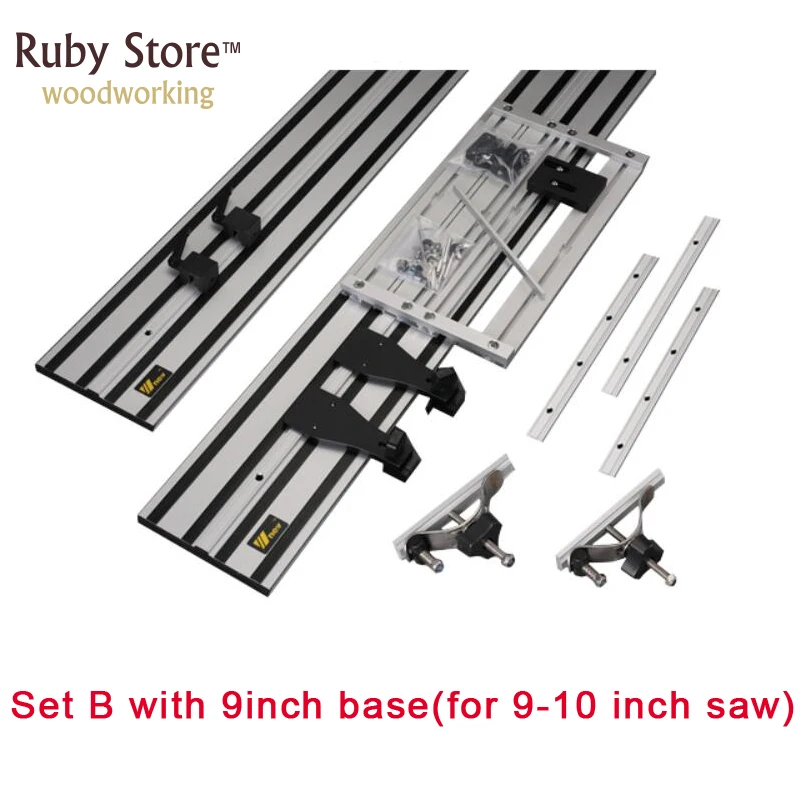 Set B with 9inch W-Новинка 1,4 м(2x1,4 м) Циркулярный направляющий выступ рельсы гусеницы+ универсальное основание для циркулярной пилы, пилы, погружной пилы, деревообработки - Цвет: Set B with 9inch