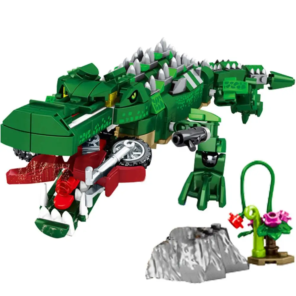 

520+PCS Jurassic Sarcosuchus Crocodile Building Blocks Dinosaur City Animal World Park With Figures Kit Bricks Toys For Children