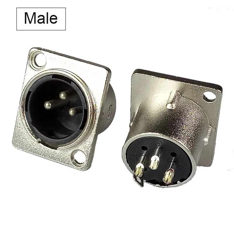 10 шт./лот XLR разъем 3 Pin Мужской/Женский XLR Панель Крепление никелированный XLR штекер Jack провода разъем