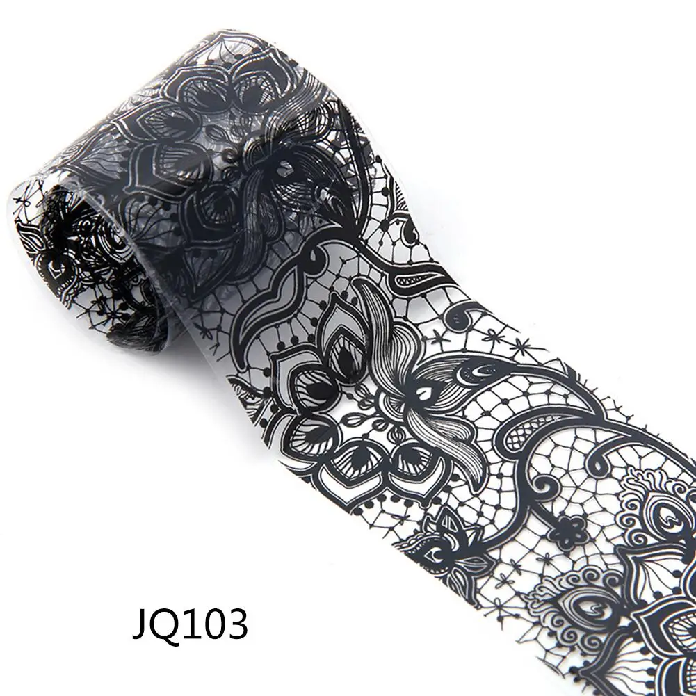 1 шт Новый Дизайн Черные Кружева цветочные наклейки для ногтей Фольга в рулонах