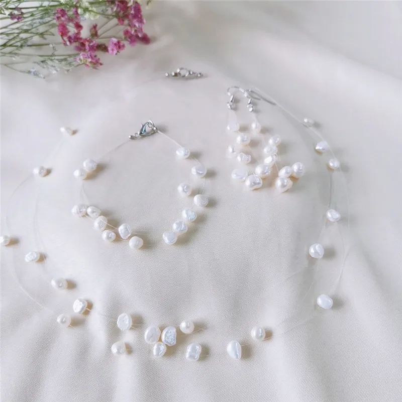 Многослойный жемчужный набор DAIMI с натуральным барочным жемчугом