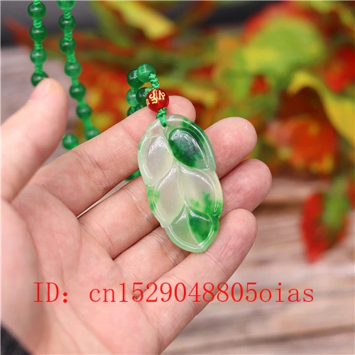 Натуральный Зеленый Изумрудный нефритовый лист кулон ожерелье Jadeite ювелирные