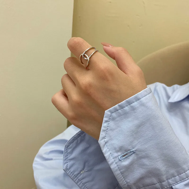 

2021 Metal Rings Ladies Simple Rings for Women Two Piece Set of Smooth Ring Bar Rock Party Jewelry Accessories