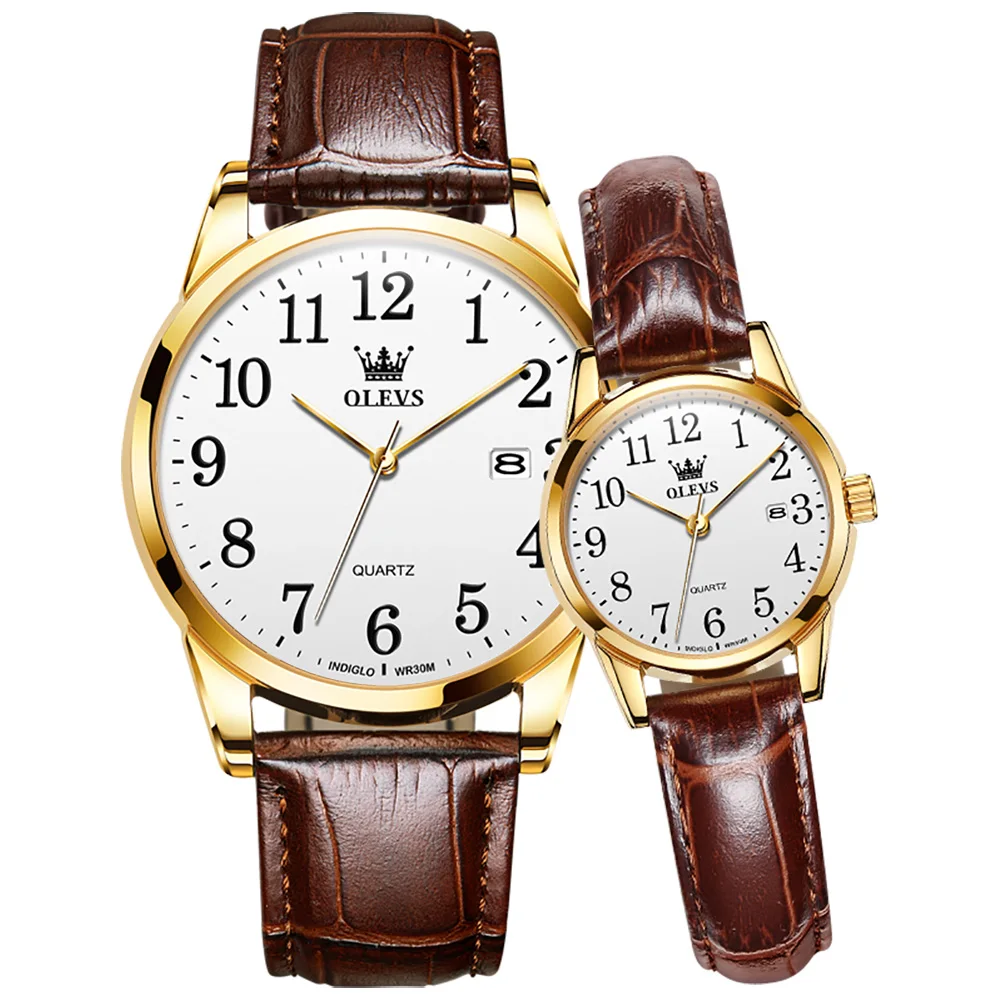 

Luxury Brand OLEVS Lover Watches Business Dress Men Women Paired Watch New Waterproof Calendar Leather Couple Watches Wristwatch