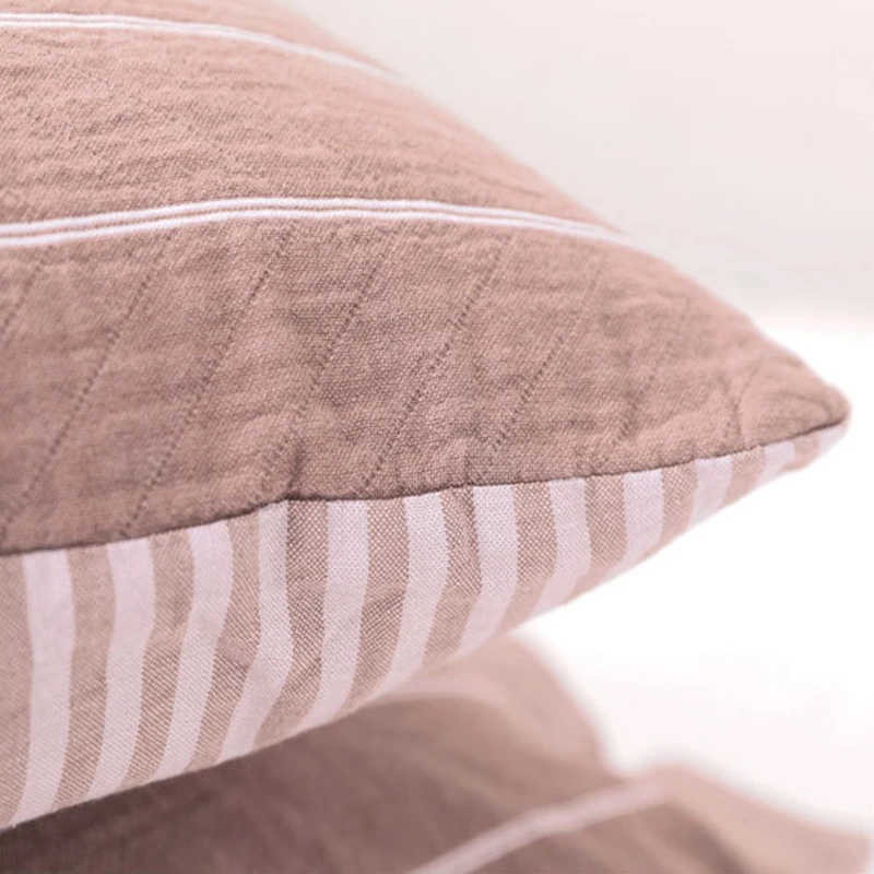 

Japanese Style Pillowcases Cotton Sleeping Geometric Striped Home Decor Button Cushions Case Adult Student Bedding Pillow Cover