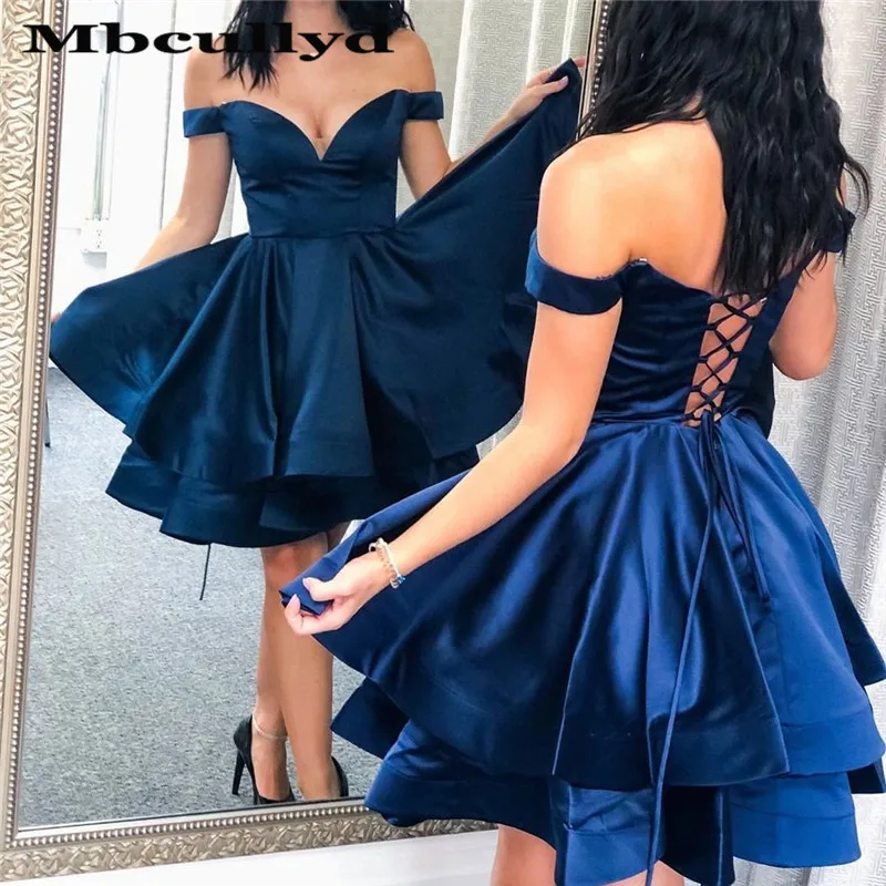 Mbcullyd короткие платья для выпускного 2019 сексуальные с открытыми плечами Выше