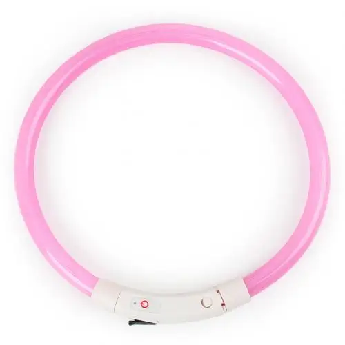 Pink M Водонепроницаемый Usb зарядка для питомца собаки щенка ошейник для шеи домашний сад перезаряжаемый светодиодный ночной мигающий светящийся - Цвет: Pink M