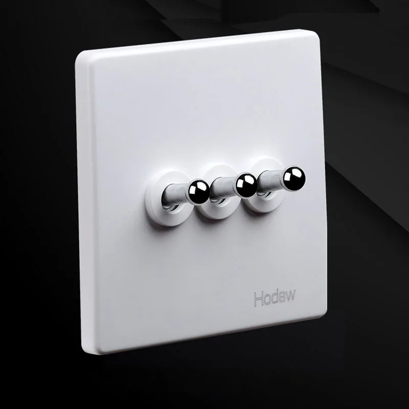 3-х клавишный настенный переключатель в стиле ретро с серебряным рычагом 86 видов