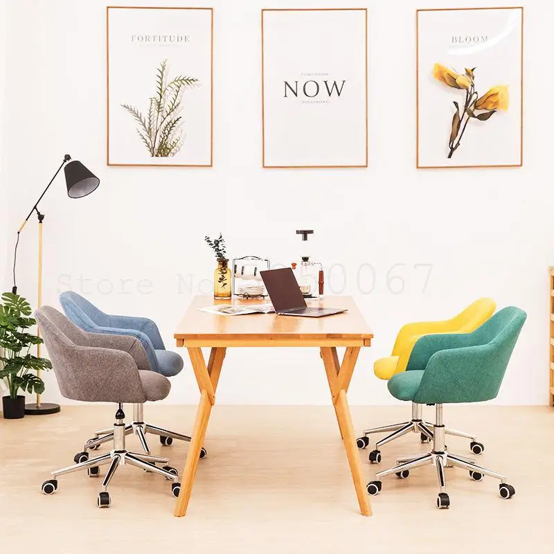 Компьютерное кресло для дома простое настольное с подъемом офисное тканью в