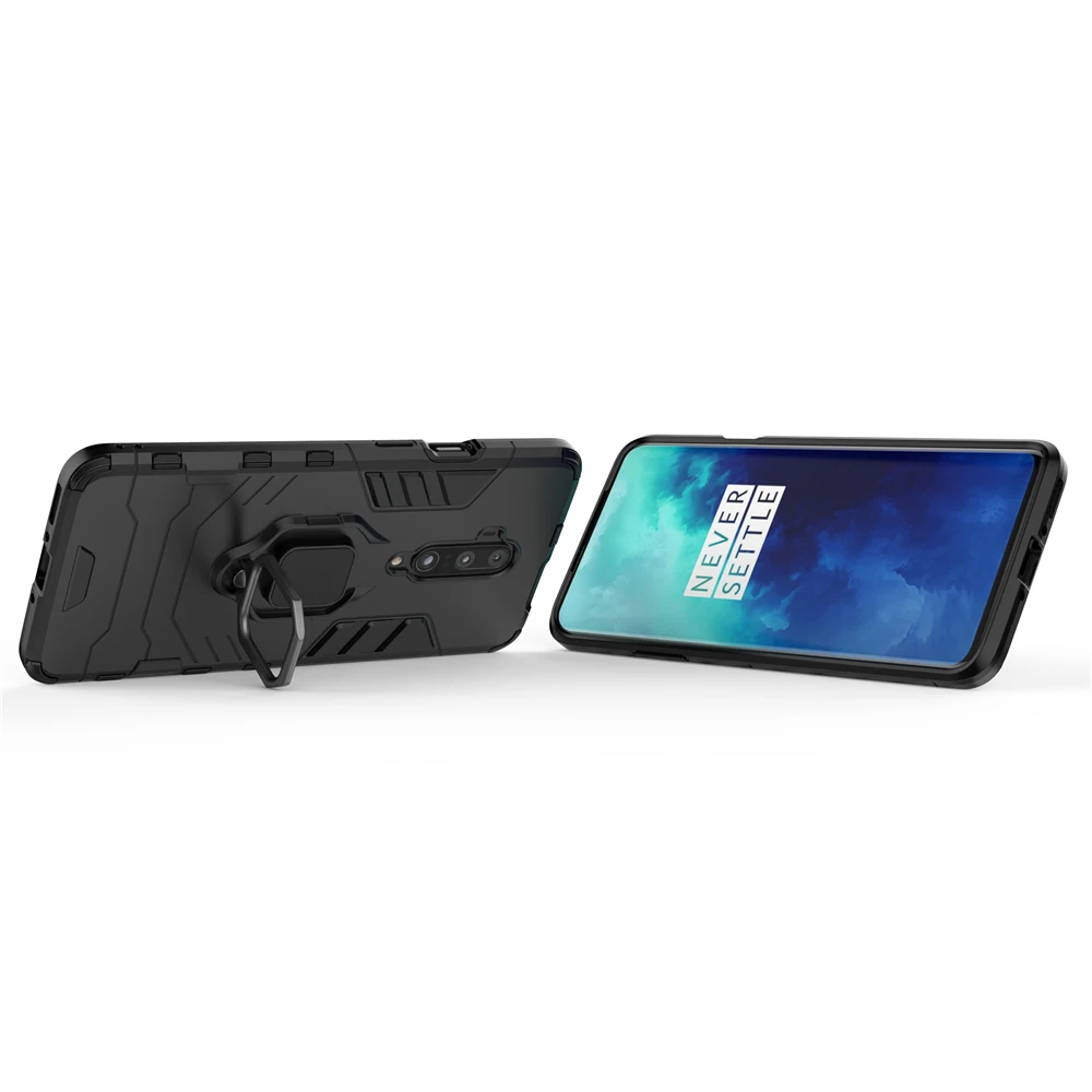 Ring Holder Armor Phone Case For Oneplus 7T Pro Soft TPU Border Hard PC Cover On 7 6T Car Magnetic Shockproof Coque Fundas |