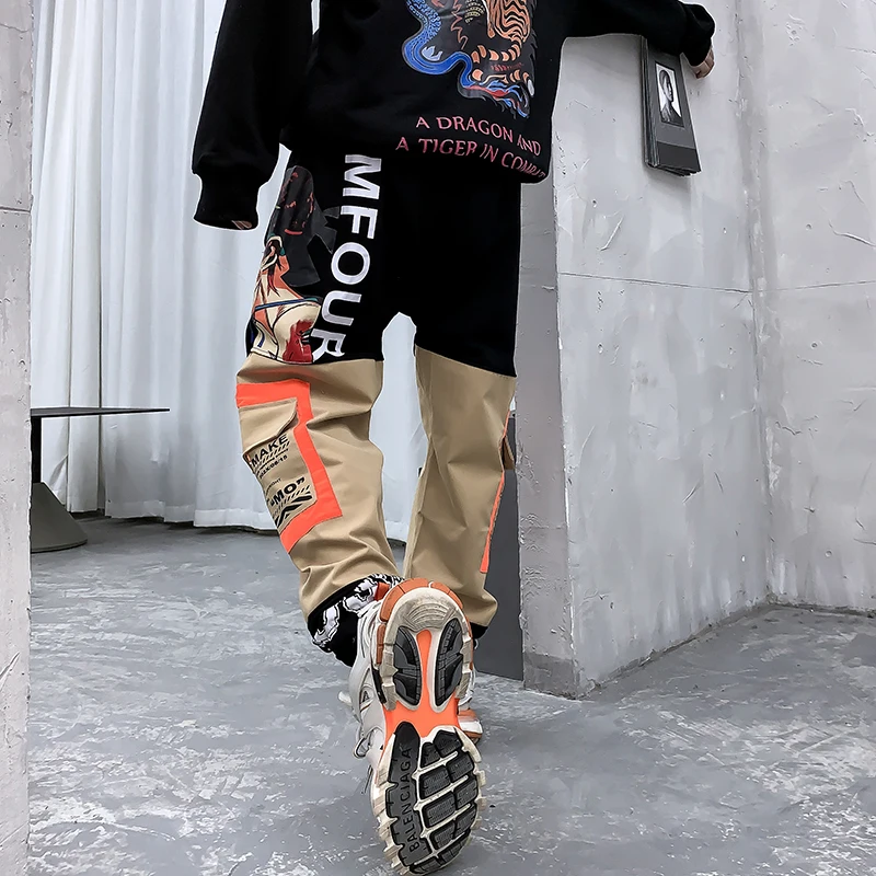 Штаны шаровары для бега с мультипликационным принтом в стиле Харадзюку