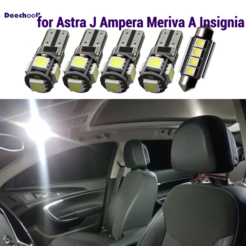 DEECHOOLL 7 шт. х Безошибочный для Opel Astra J Ampera Meriva A Insignia Canbus LED внутреннее освещение карты купола набор ламп.