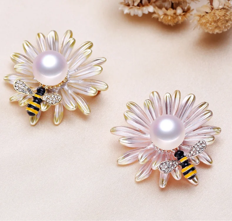 Настоящий натуральный жемчуг Дейзи пчела сплав брошь эмалированный штифт для