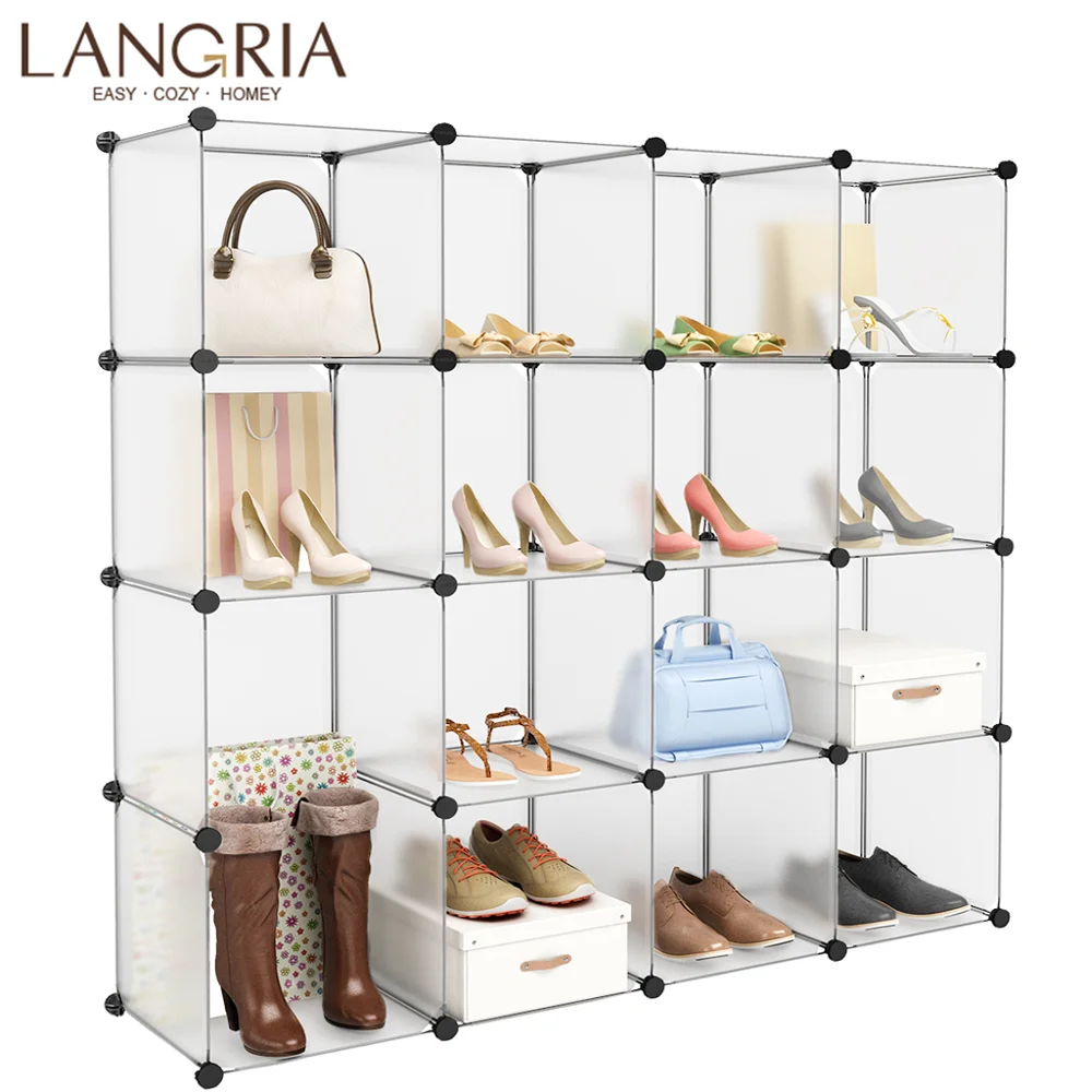 LANGRIA 16 Куб DIY обувной стеллаж в сборе модульный Открытый органайзер для хранения