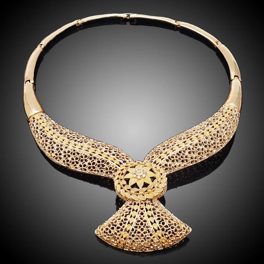 Модные свадебные украшения африканские бусы комплект ювелирных изделий золотое