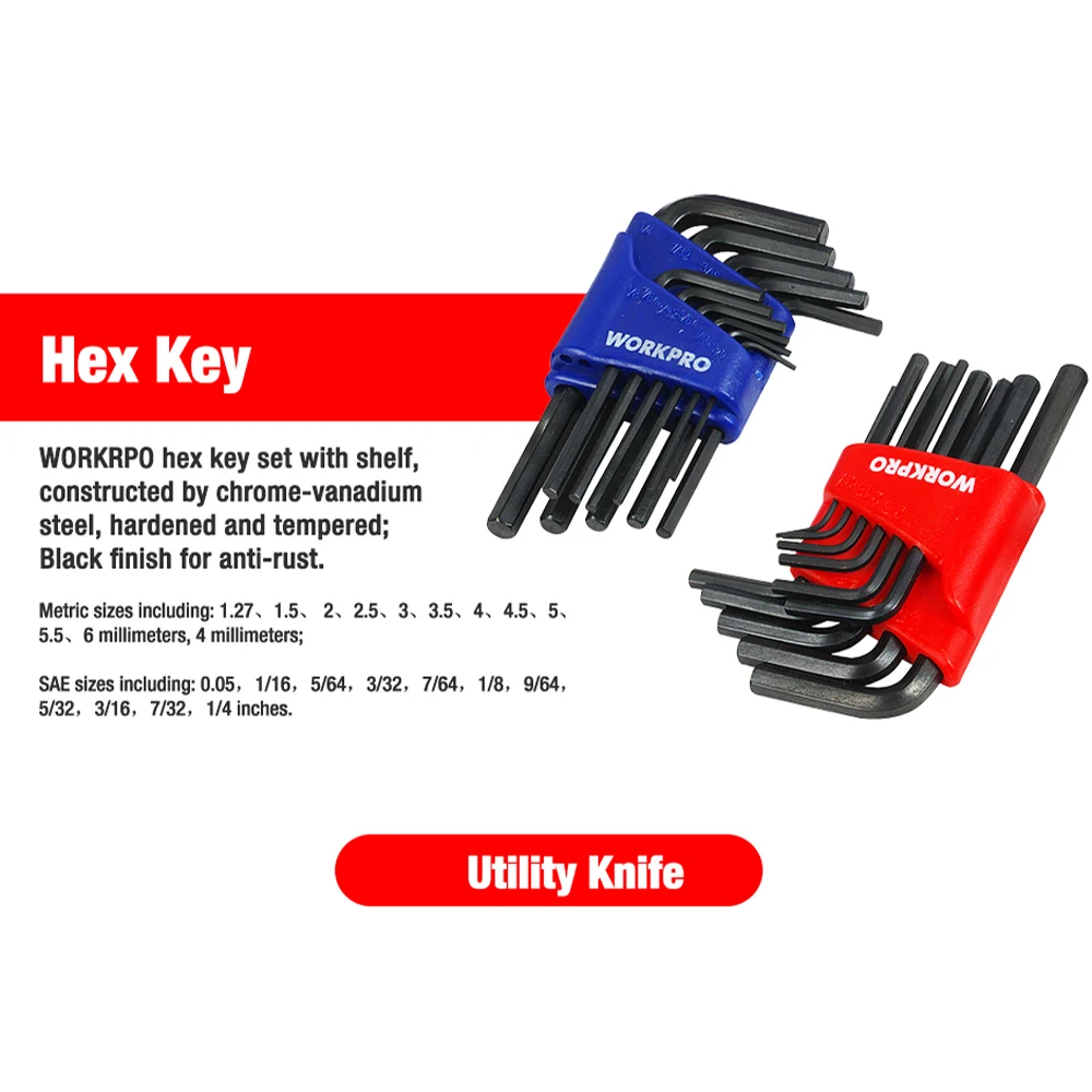 WORKPRO 408 шт. Домашний набор инструментов для ремонта металлический ящик ручных