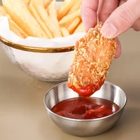 50hotseasoning bowl solid color sturdy stainless steel round dipping bowl mini appetizer plate for restaurant