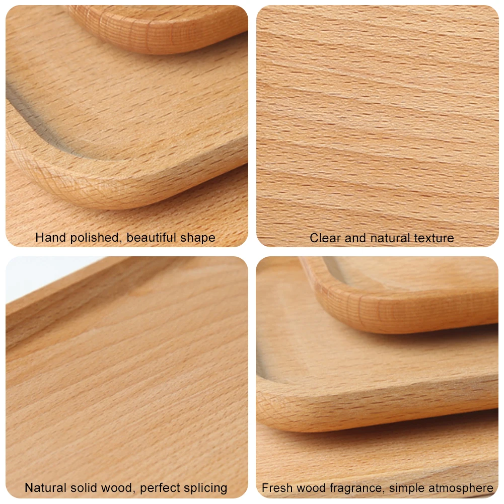 

Home Wooden Serving Tray Rectangle Serving Trays Platter Dinner Plate Coffee Table Tray Baking Tray with Handle 20x13x1.5 cm