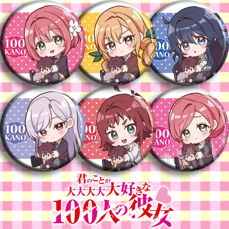 

6pcs/1lot Anime 100 Kano Figure 8377 Badges Round Brooch Pin Gifts Kids Toy