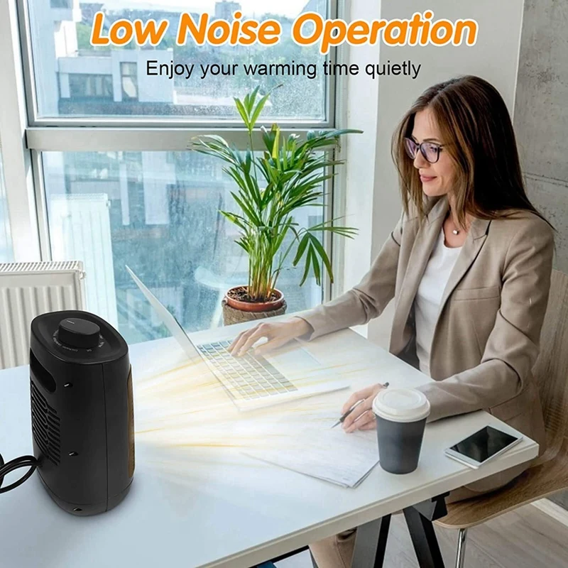 

US Plug 1200W 3 Modes Ptc Portable Mini Space Heater for Office&Home with Overheating and Tilt Protection(Black)