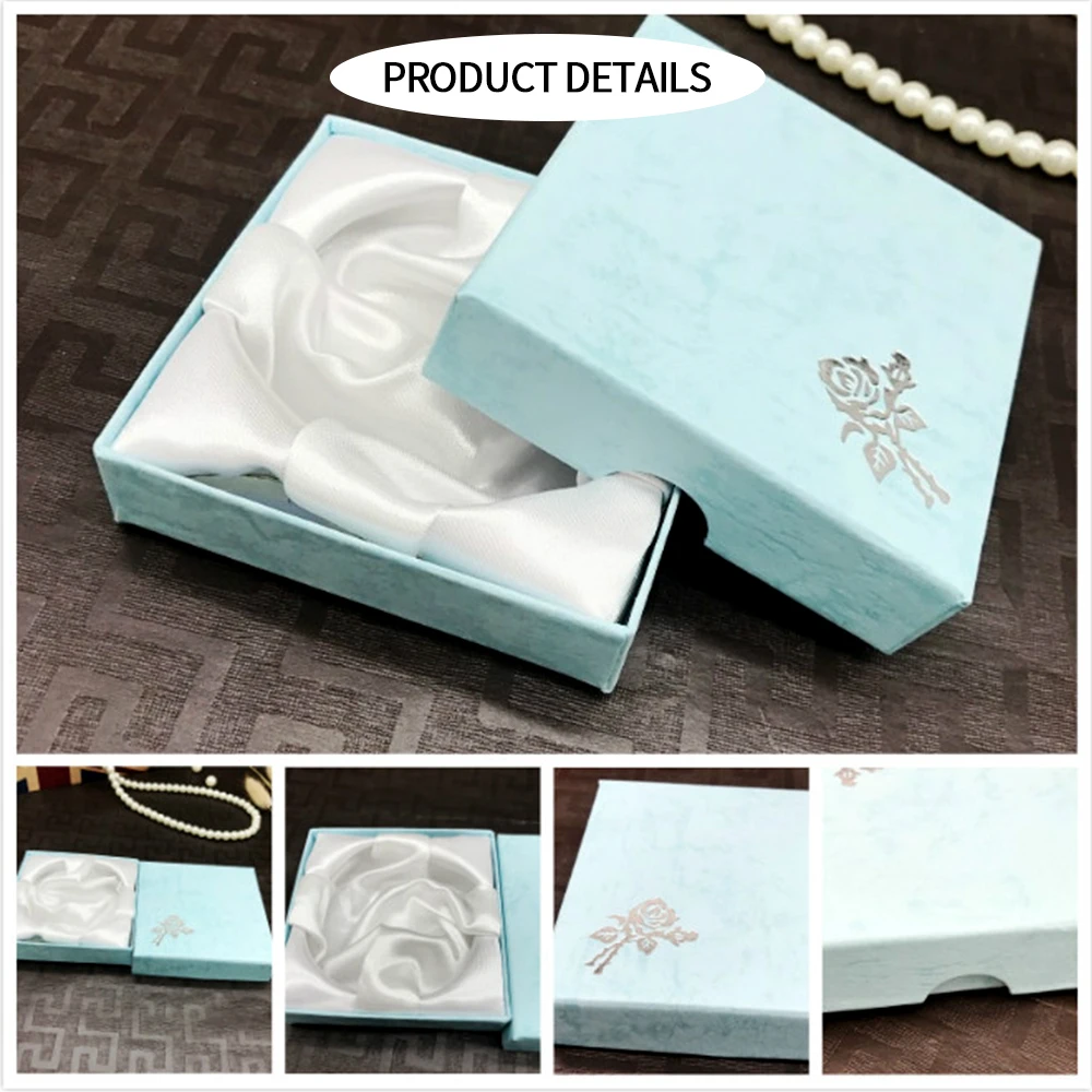 New Square Jewelry Packaging Case Flower Print Bracelet Display Box 9*9*3cm Necklace Cardboard Gift Box Jewelry Organizer Cases