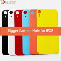 5pcs oem premium back glass with bigger camera hole for iphone xr wide camera hole opening rear housing battery door cover glass