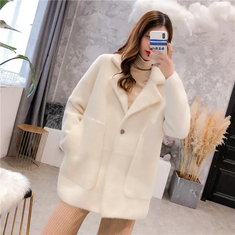 Осенне-зимняя женская одежда свитер из искусственного меха норки пальто новинка