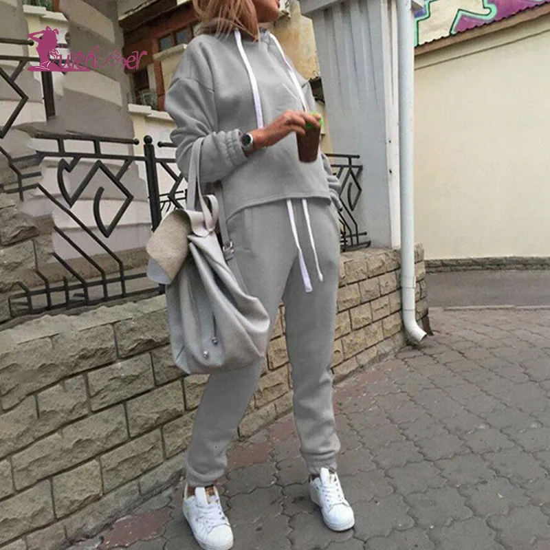 Женские спортивные костюмы, сексуальный спортивный костюм, комплект из 2 предметов, однотонная одежда с капюшоном для йоги, фитнеса, одежда для спортзала и бега