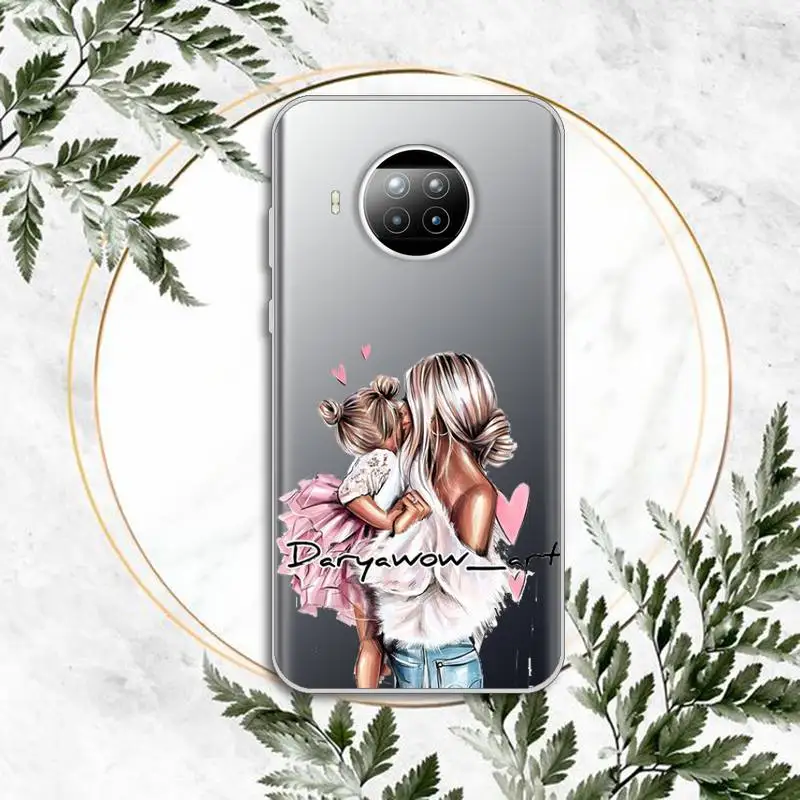 

girl Queen Mom and baby Phone Case Transparent for Xiaomi Redmi note 10 t 8 9 pro lite 11