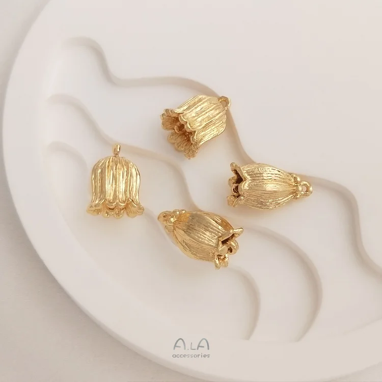 

Медные Подвески в форме цветка с истинным золотом 14 к, 10 шт., фурнитура для изготовления ювелирных изделий своими руками