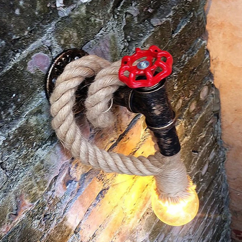 Настенный светильник из пеньковой веревки настенный Индустриальный кованый