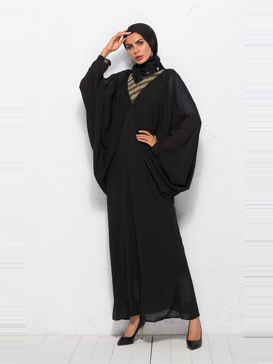 

Women's Kaftan Dress Batwing Sleeve Elegant Arabian Clothing