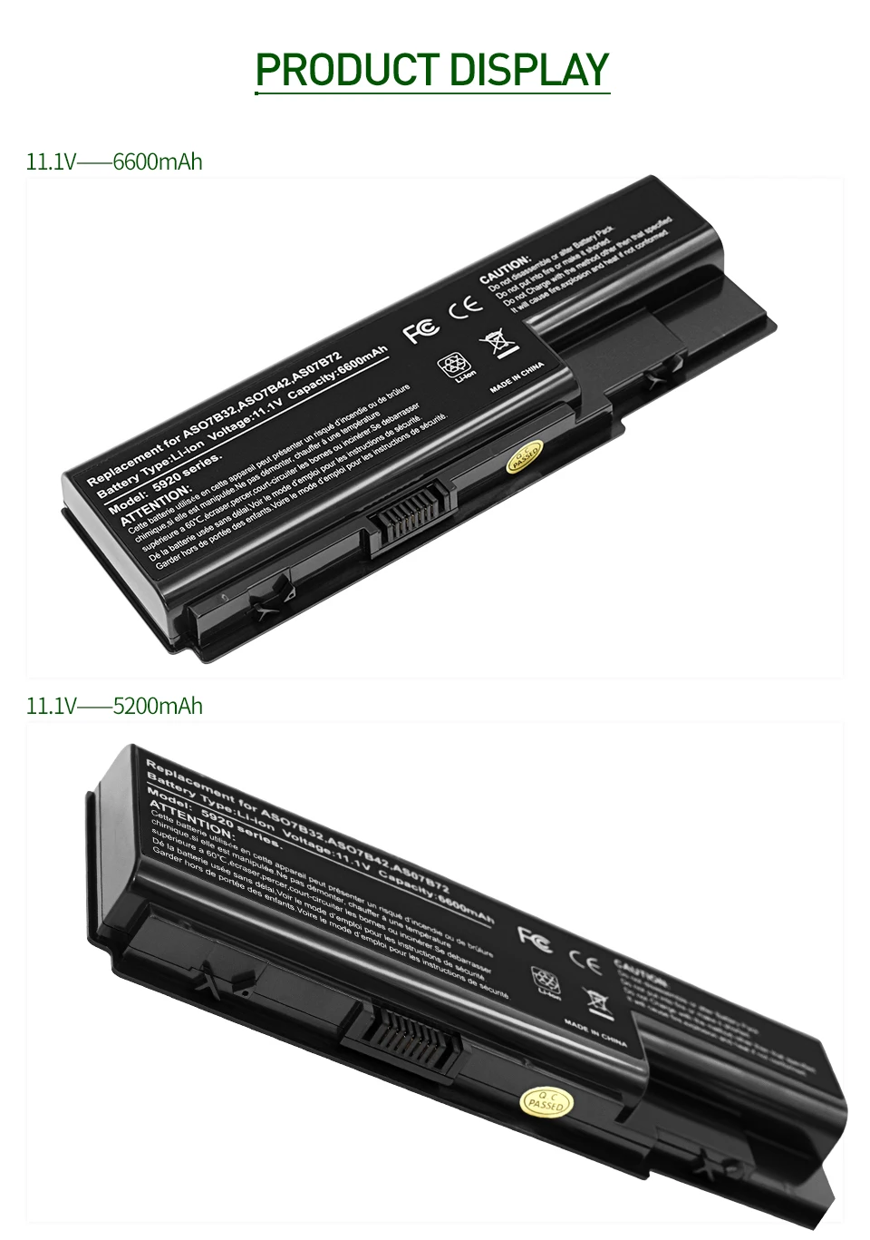 ApexWay 11,1 v аккумуляторная батареядля ноутбука acer Aspire AS07B31 5220 5230 5235 5300 5310 5315 5320 5330 5520 5520G 5920 6530G 6930 6930G