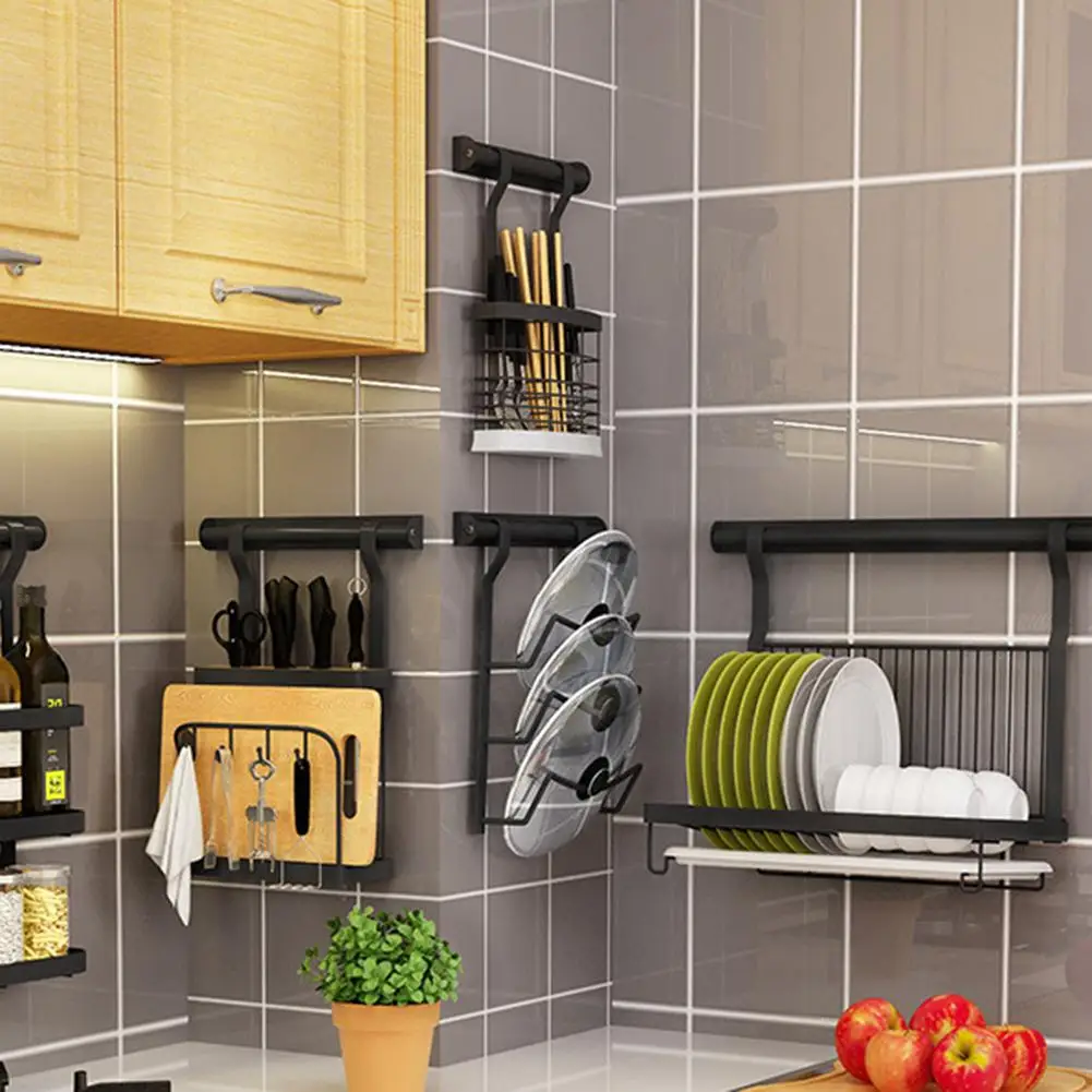 Стеллаж для крышек кастрюль настенный прочный без отверстий из нержавеющей