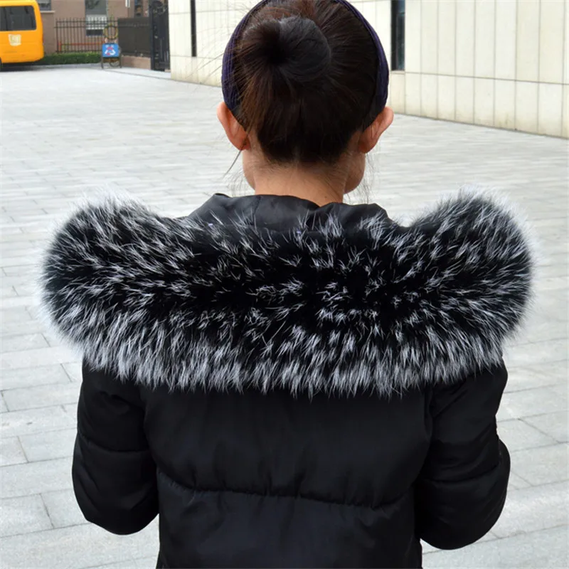 Genuine Real Raccoon Fur Collar Scarves Natural Raccoon fur Shawl Women Parka Coat Hood Trim Collar warm Fashion solid wrap