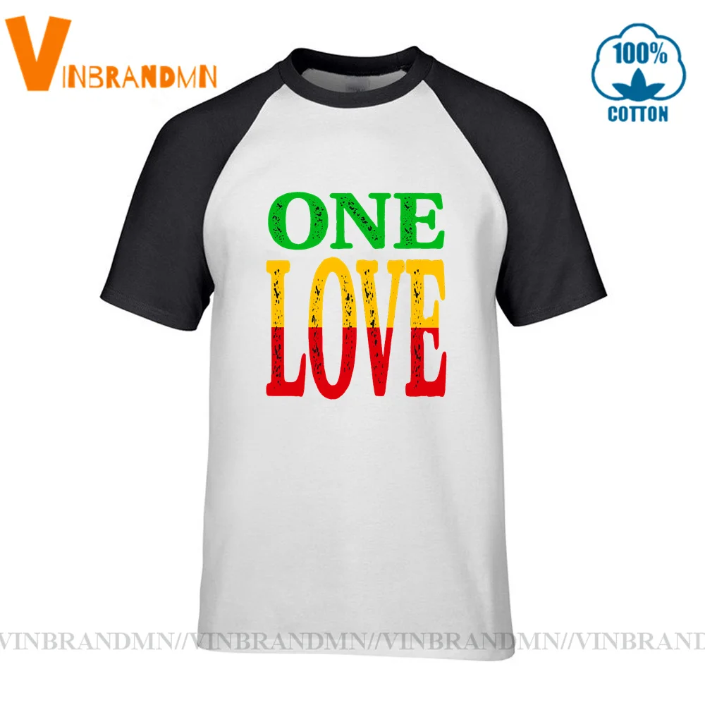 Европейская крутая Мужская футболка с подарком Веселая надписью One Love Jamaica Rasta Reggae