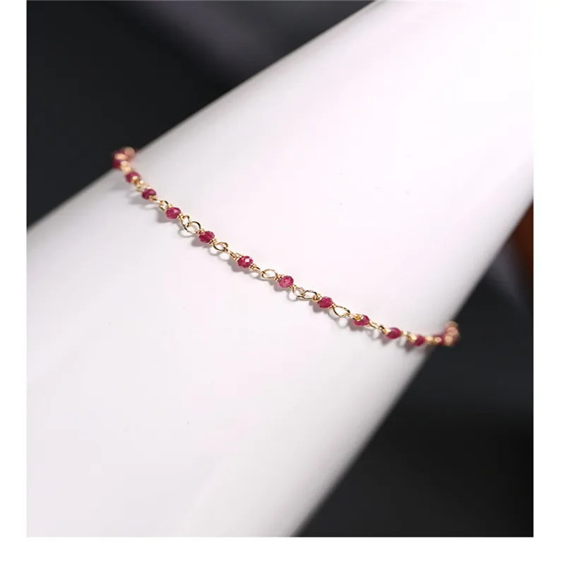 Браслет ручной работы DMBS029 с рубинами гипсофилой женские драгоценные камни
