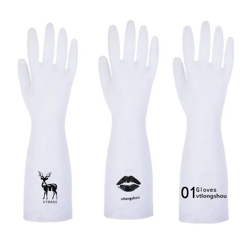 

2PCS Silicone Dishwashing Gloves Kitchen Durable Cleaning Thin Rubber Gloves Transparent white Housework Chores Dishwashing Tool