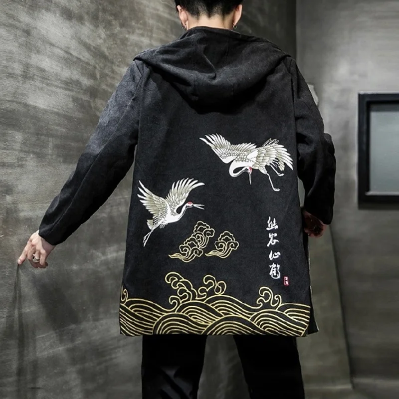Традиционная китайская Блузка мужская Шанхайская одежда Tang Crane принт толстовка на молнии китайская куртка Восточная одежда для мужчин KK2962