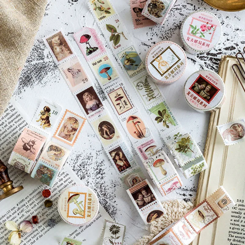 

30pc DIY Plant Adhesive Tape Label 1PC Scrapbooking Sticker Washi Tape European Flower Decorative Masking Vintage Stamp Series
