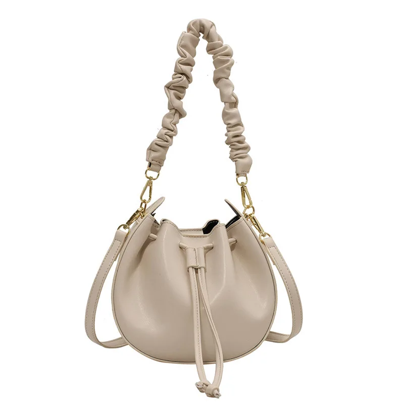 

Designer Products 2021 Fashion New Design Women's Bag Drawstring Bucket Bag Shoulder Bag Texture Crossbody Bag 2 in 1